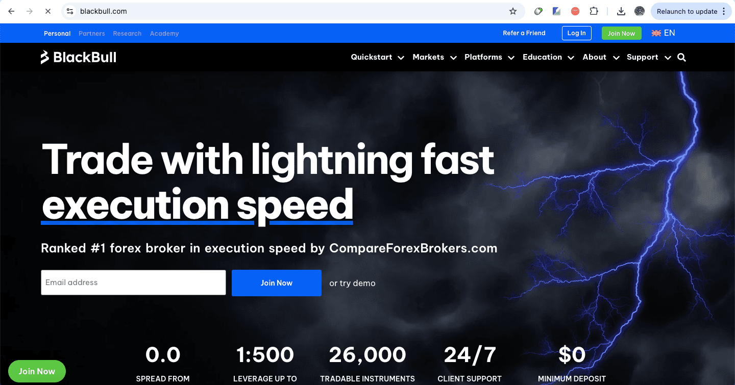 BlackBull Markets website screenshot