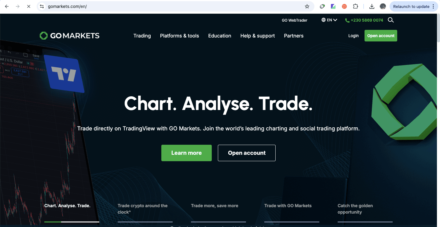 GO Markets website screenshot