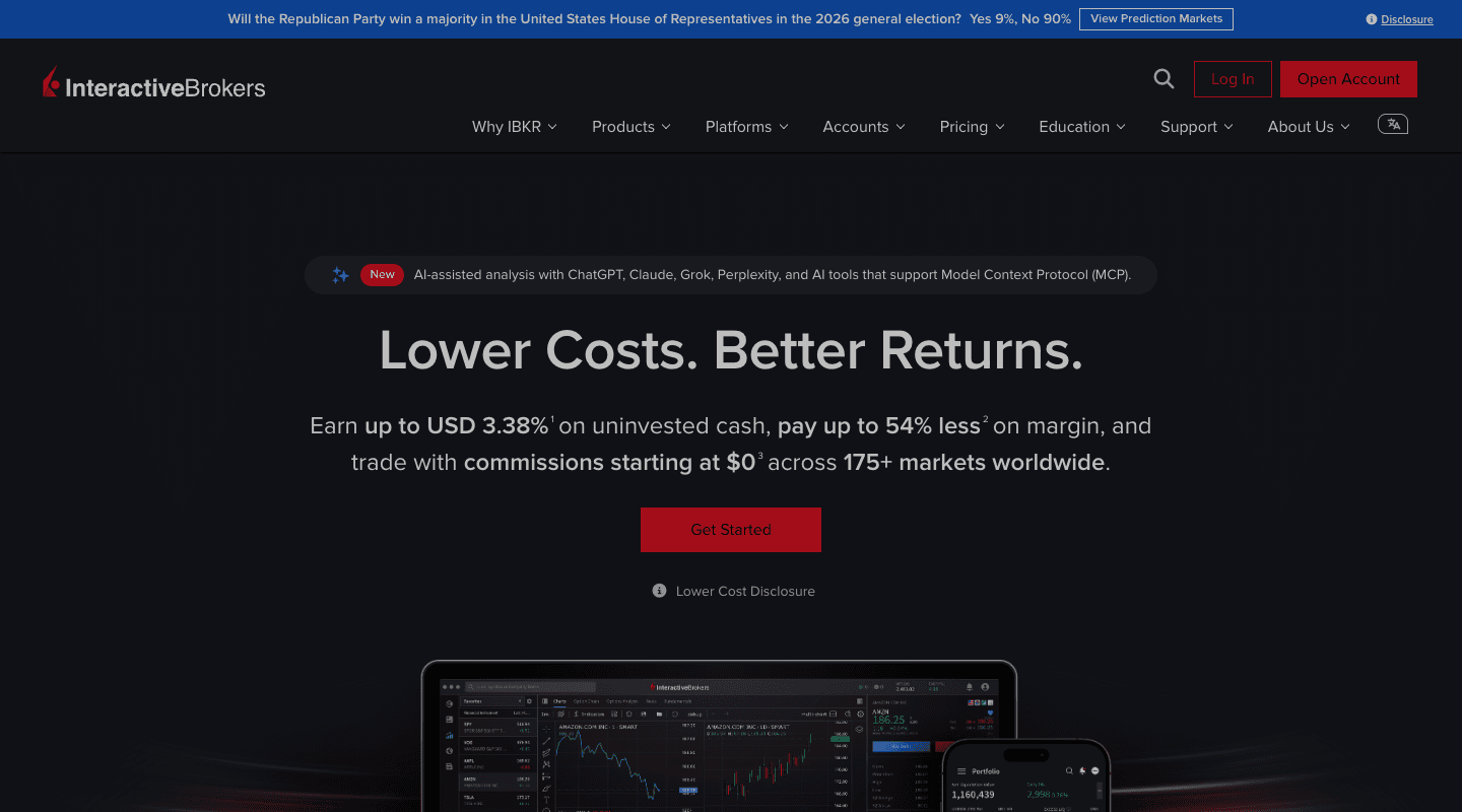Interactive Brokers website screenshot