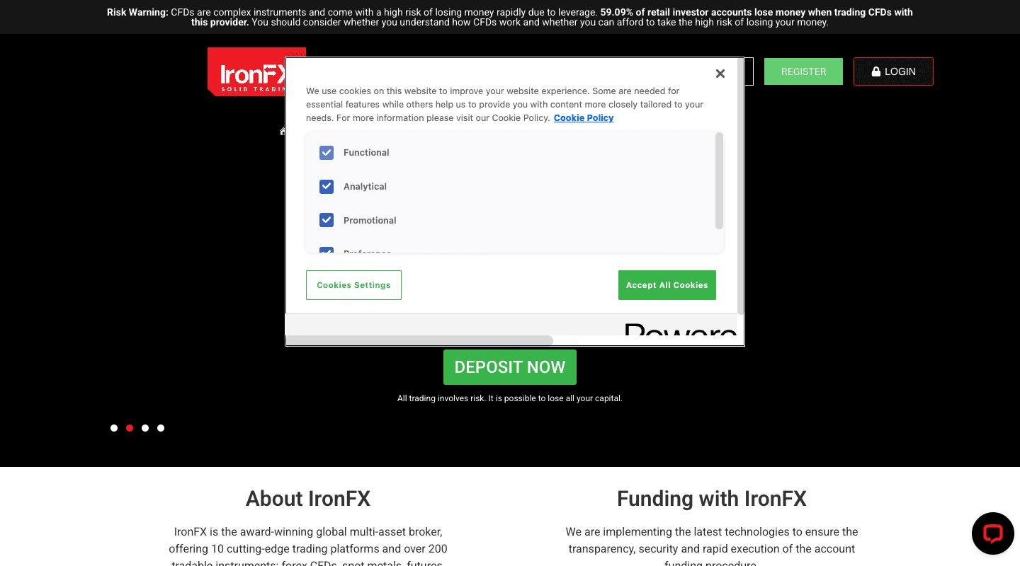 IronFX website screenshot
