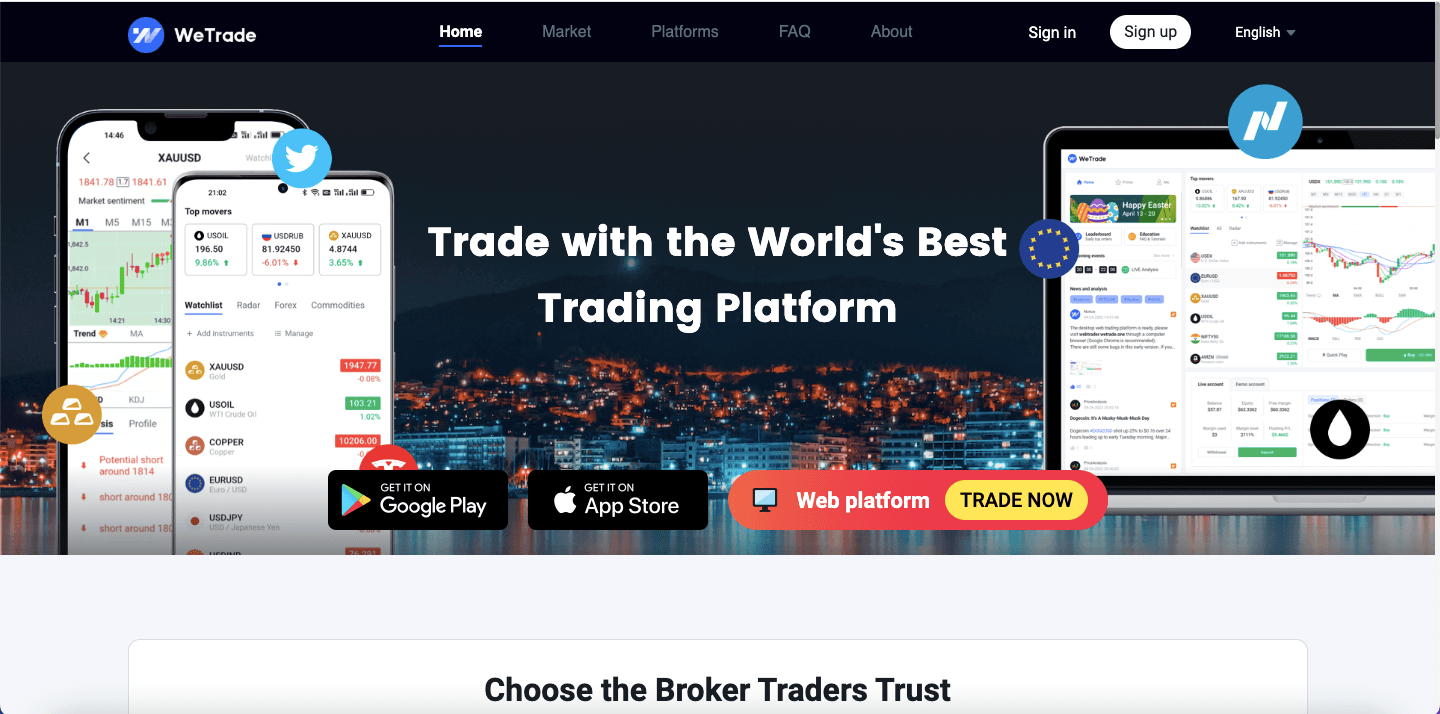 WeTrade website screenshot