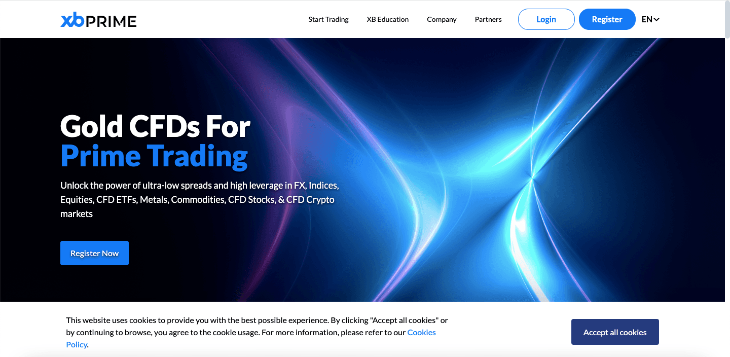 XB PRIME website screenshot