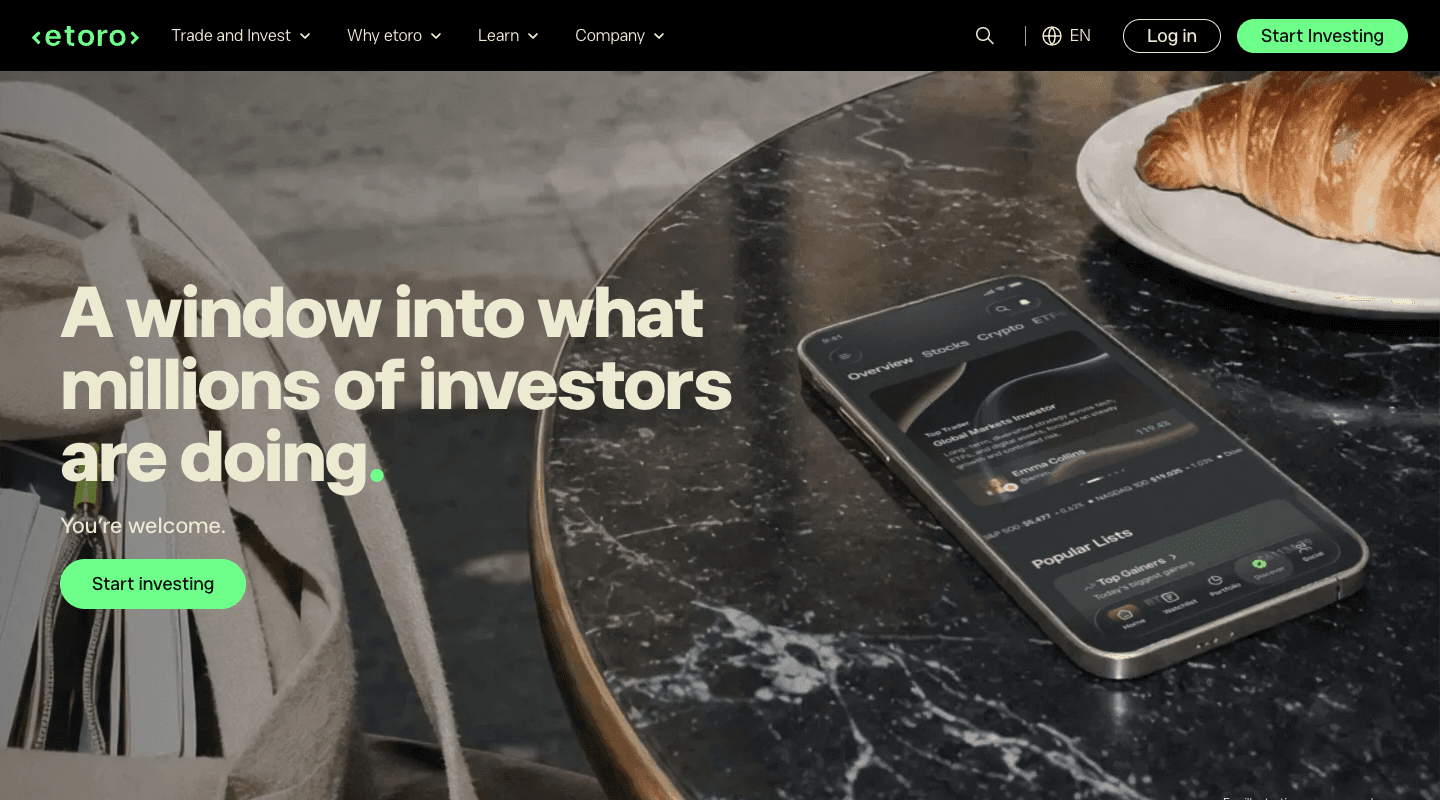 eToro website screenshot