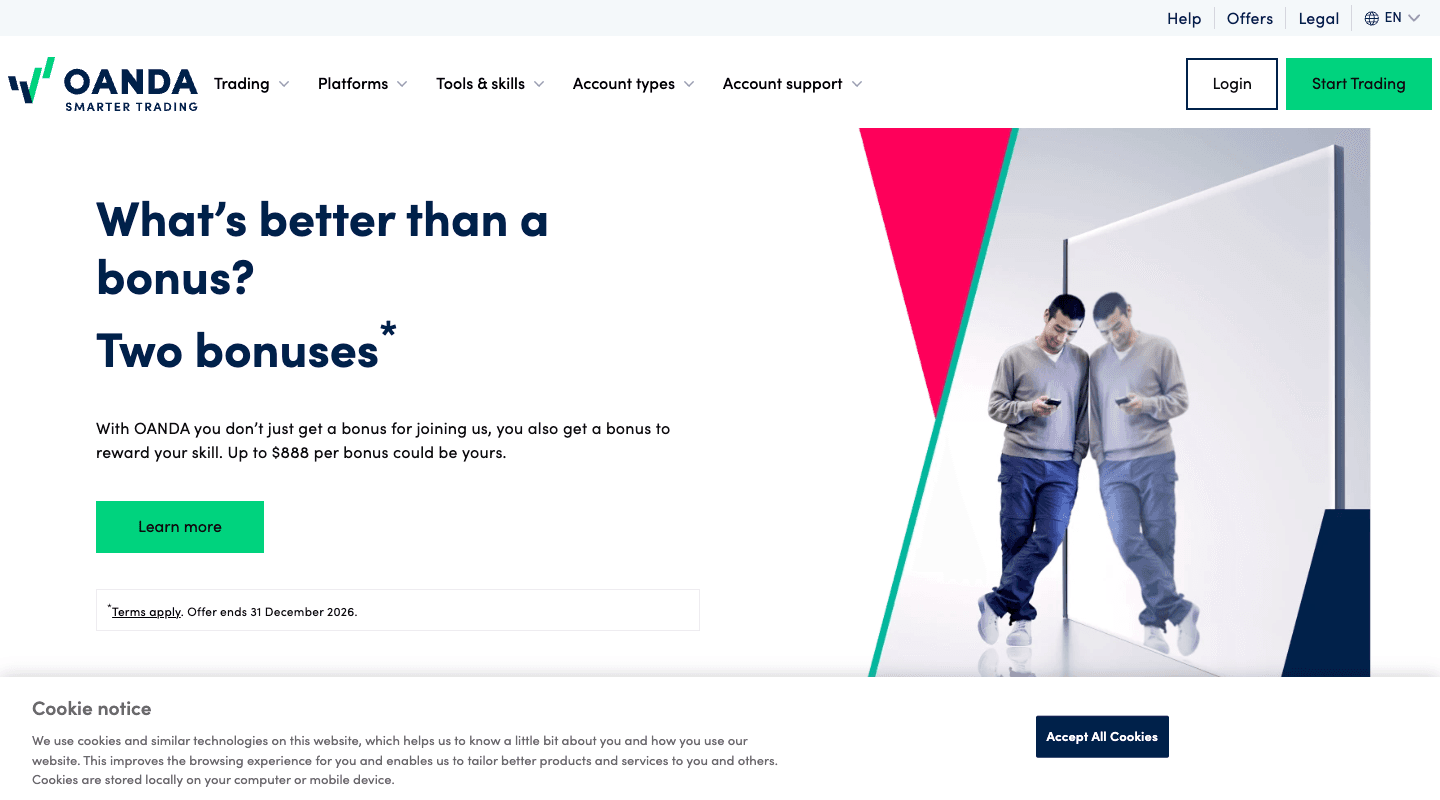 OANDA website screenshot