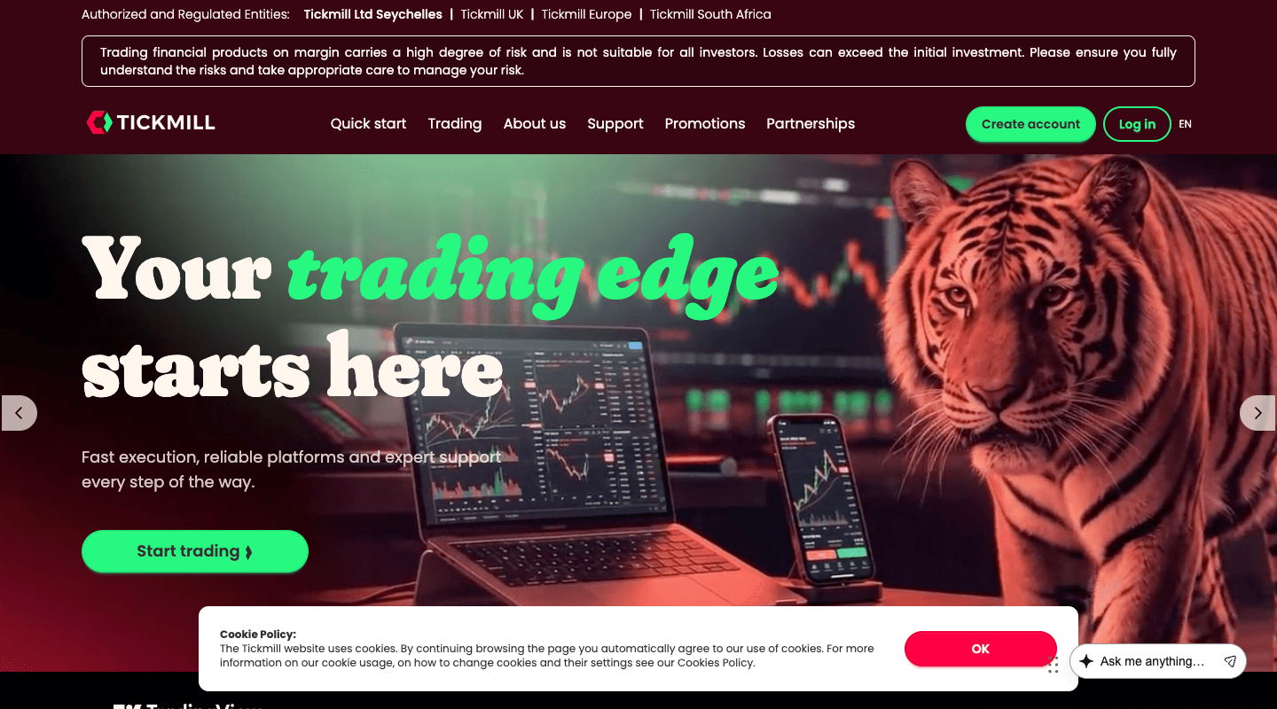 Tickmill website screenshot