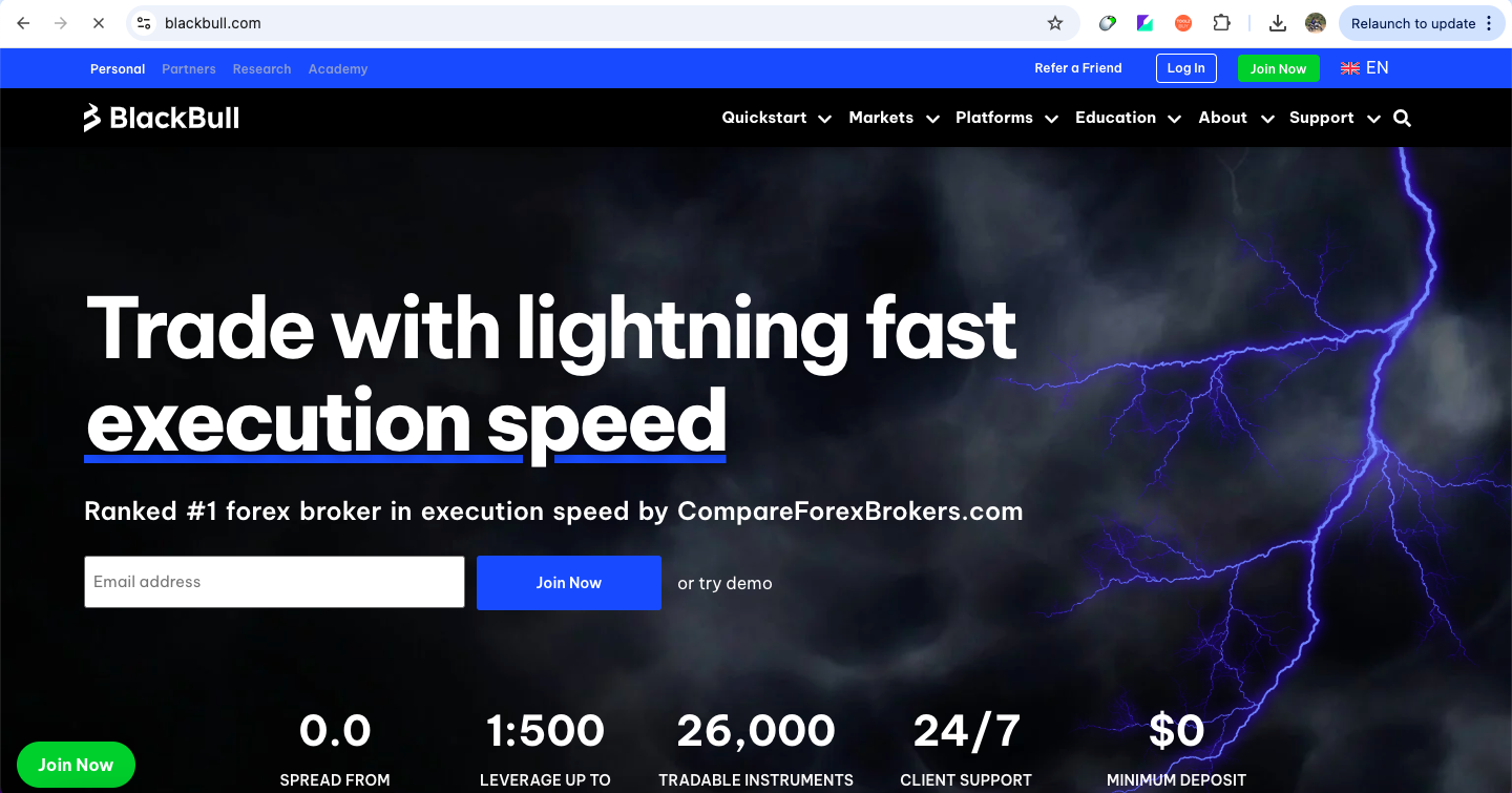 BlackBull Markets website screenshot