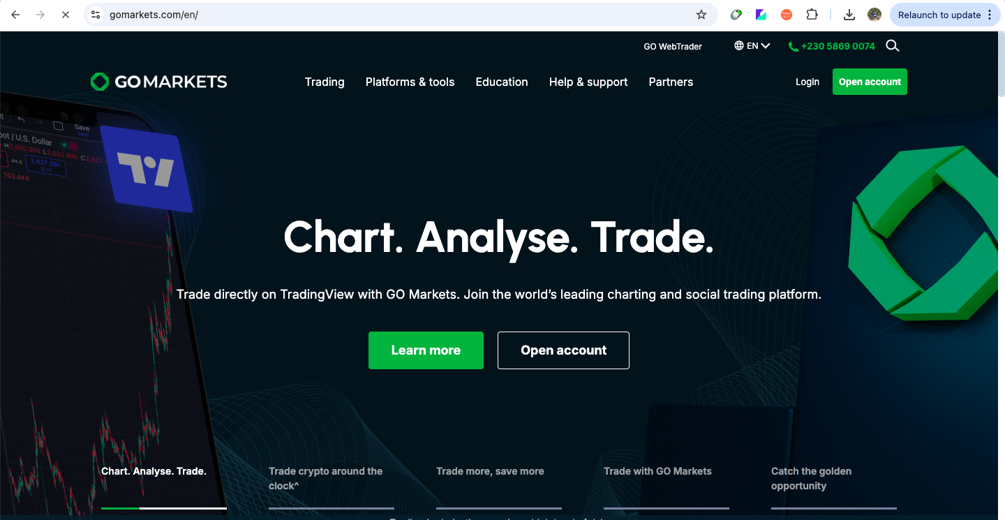 GO Markets website screenshot