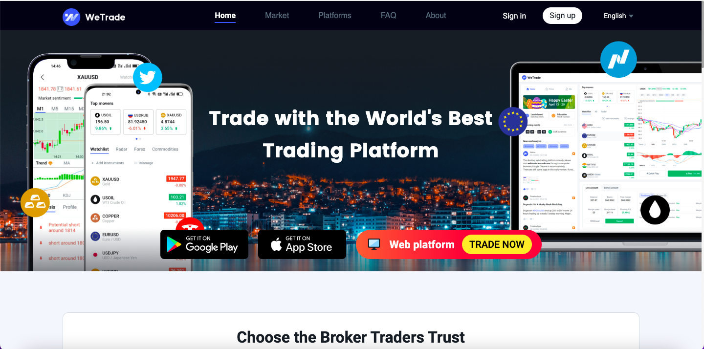 WeTrade website screenshot