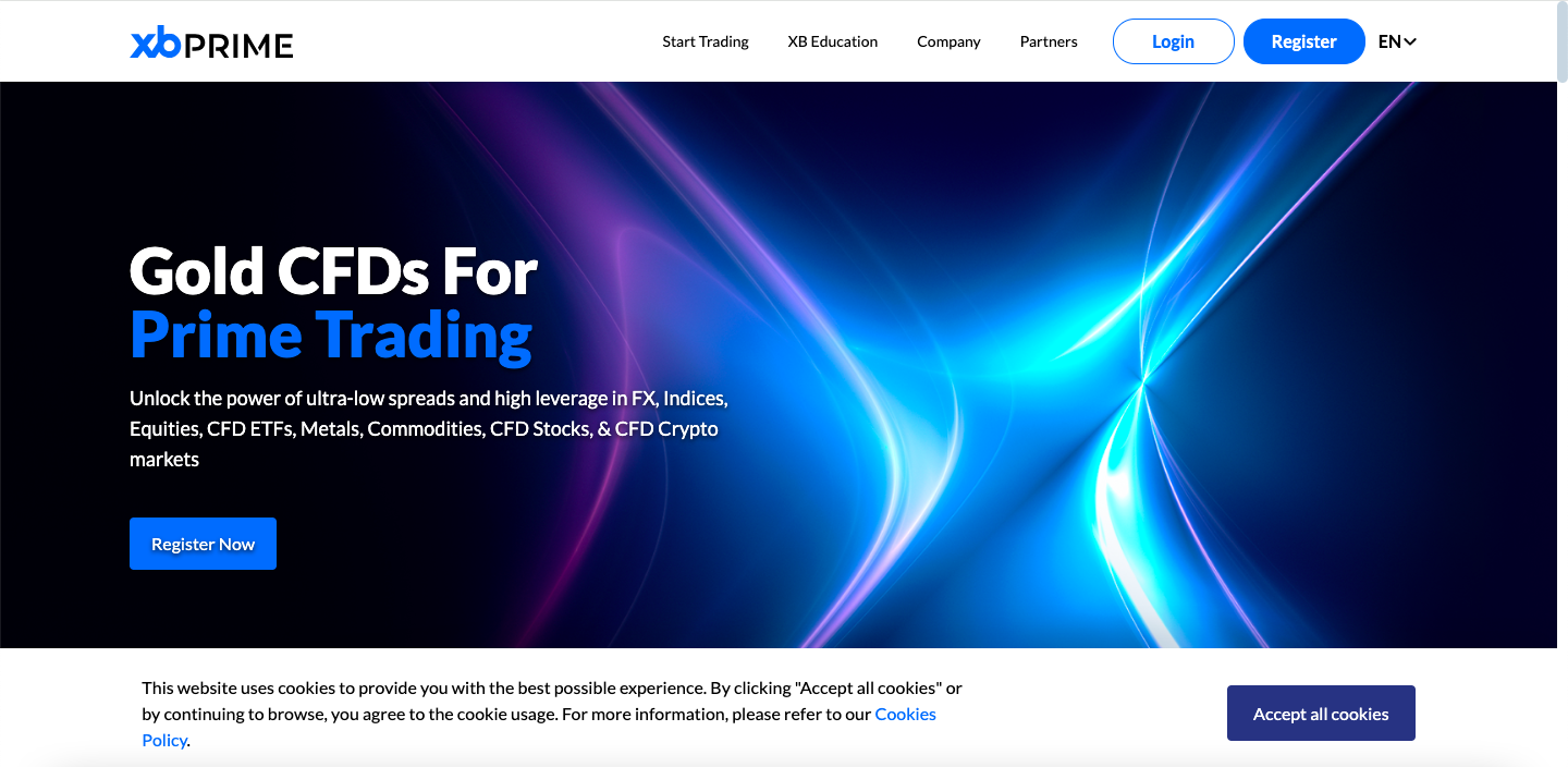 XB PRIME website screenshot